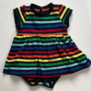 Primary Rainbow Striped Baby Dress size 0-3 months multicolor short sleeve